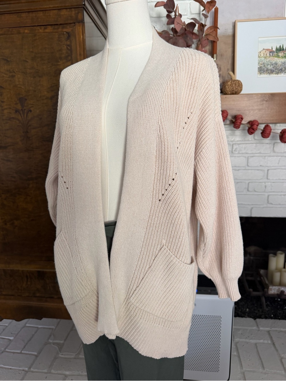 Universal Thread Cream Open-Front Knit Cardigan - Picture 3 of 5